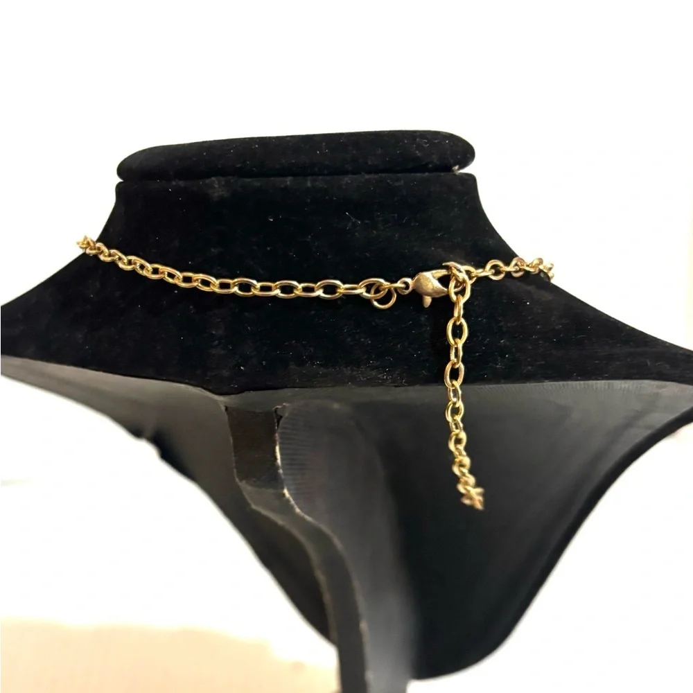 Gold-Tone Necklace with Brown glass stones Teardrop Accents